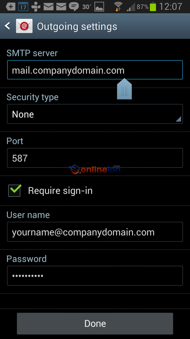 Android Outgoing Setting