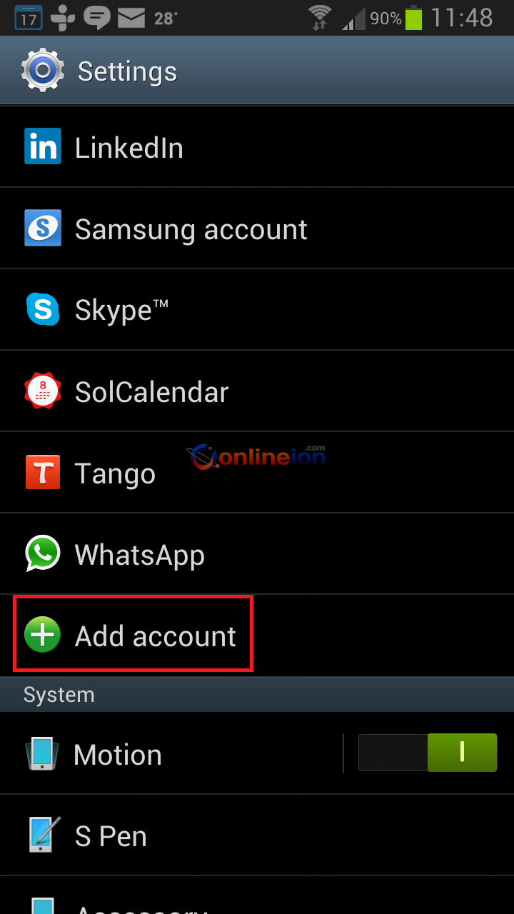 Android Setting page