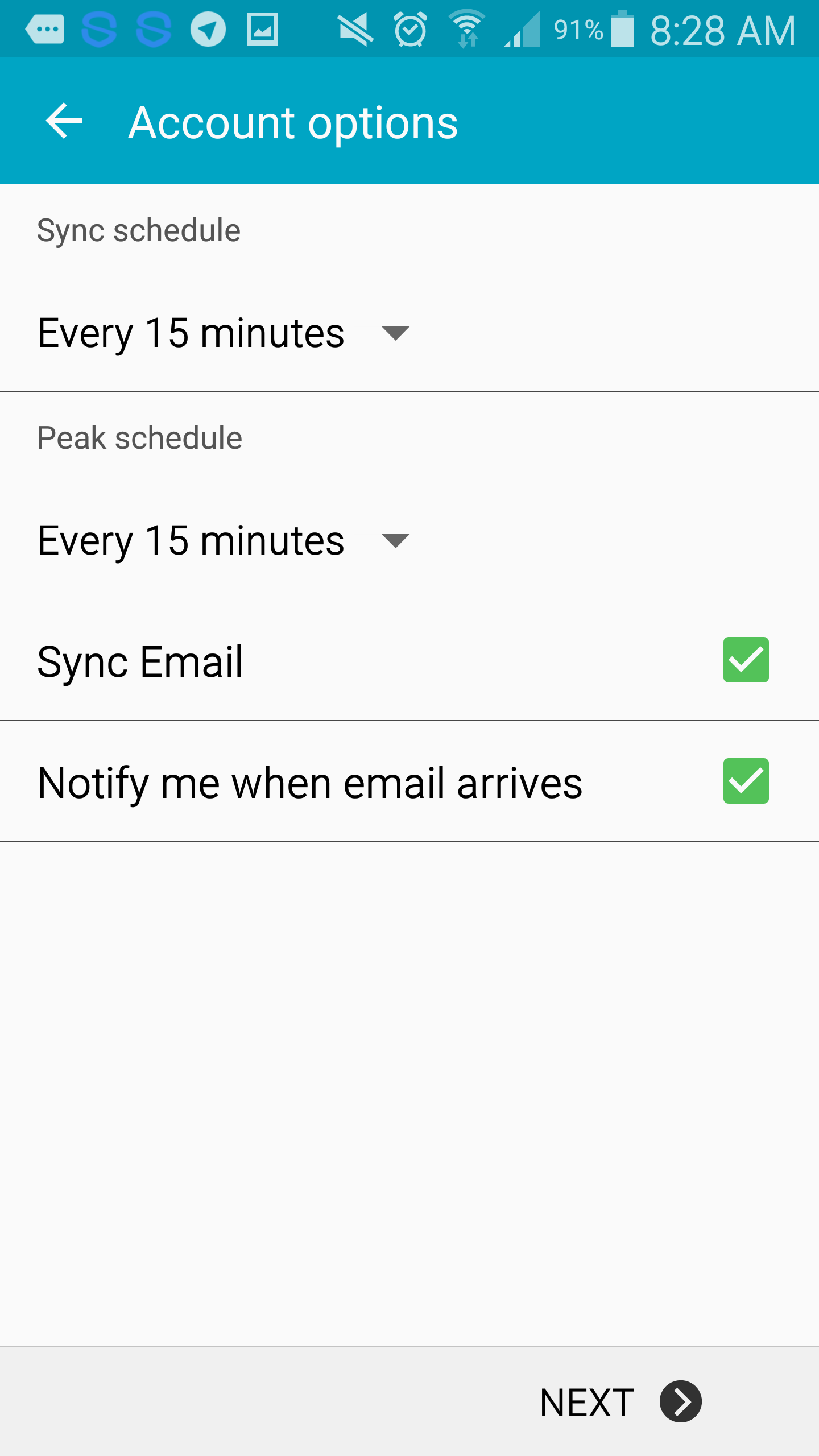 Step 7 of Email settings for Android V5