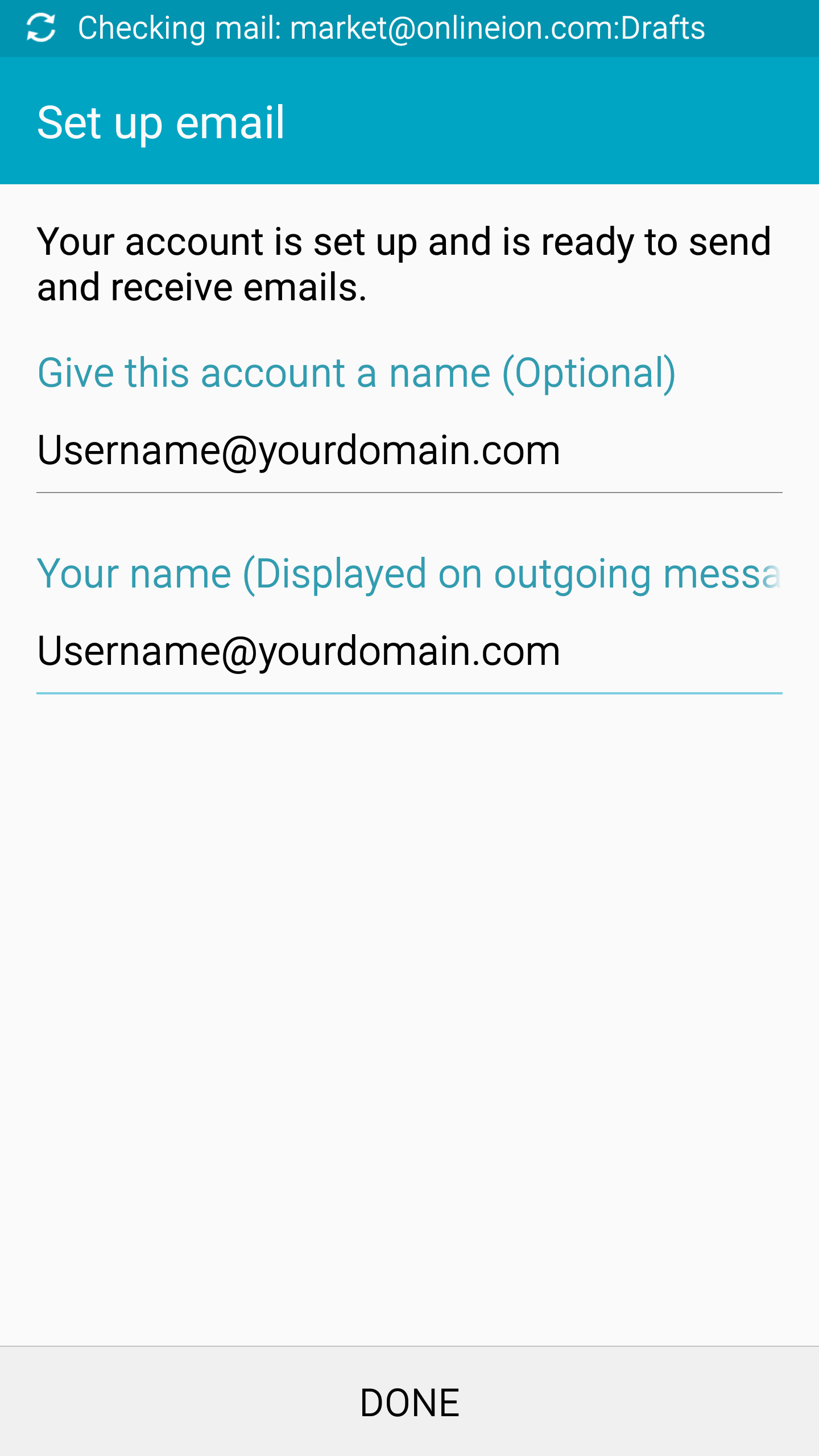 Step 8 of Email settings for Android V5