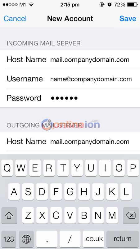 IOS7 Email account settings