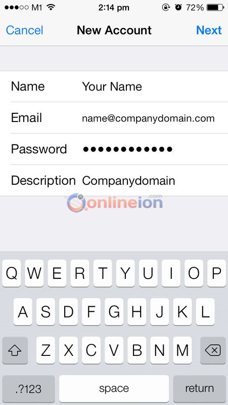 IOS7 New account page