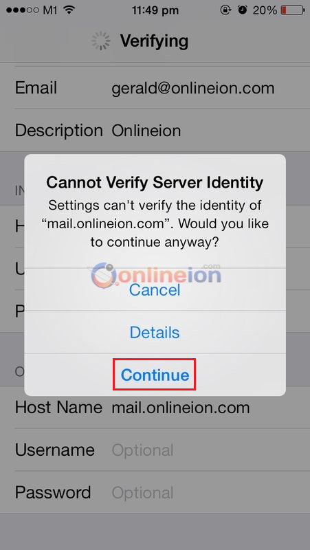 IOS7 Server identity prompt